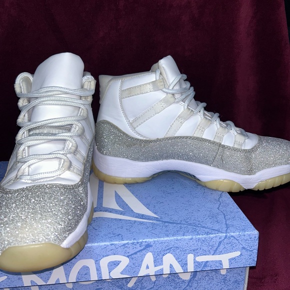 Woman’s Jordan 11 Retro White Metallic Silver (sparkly) - Picture 1 of 6